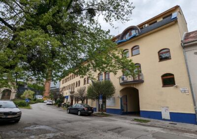 European building on the side of a street